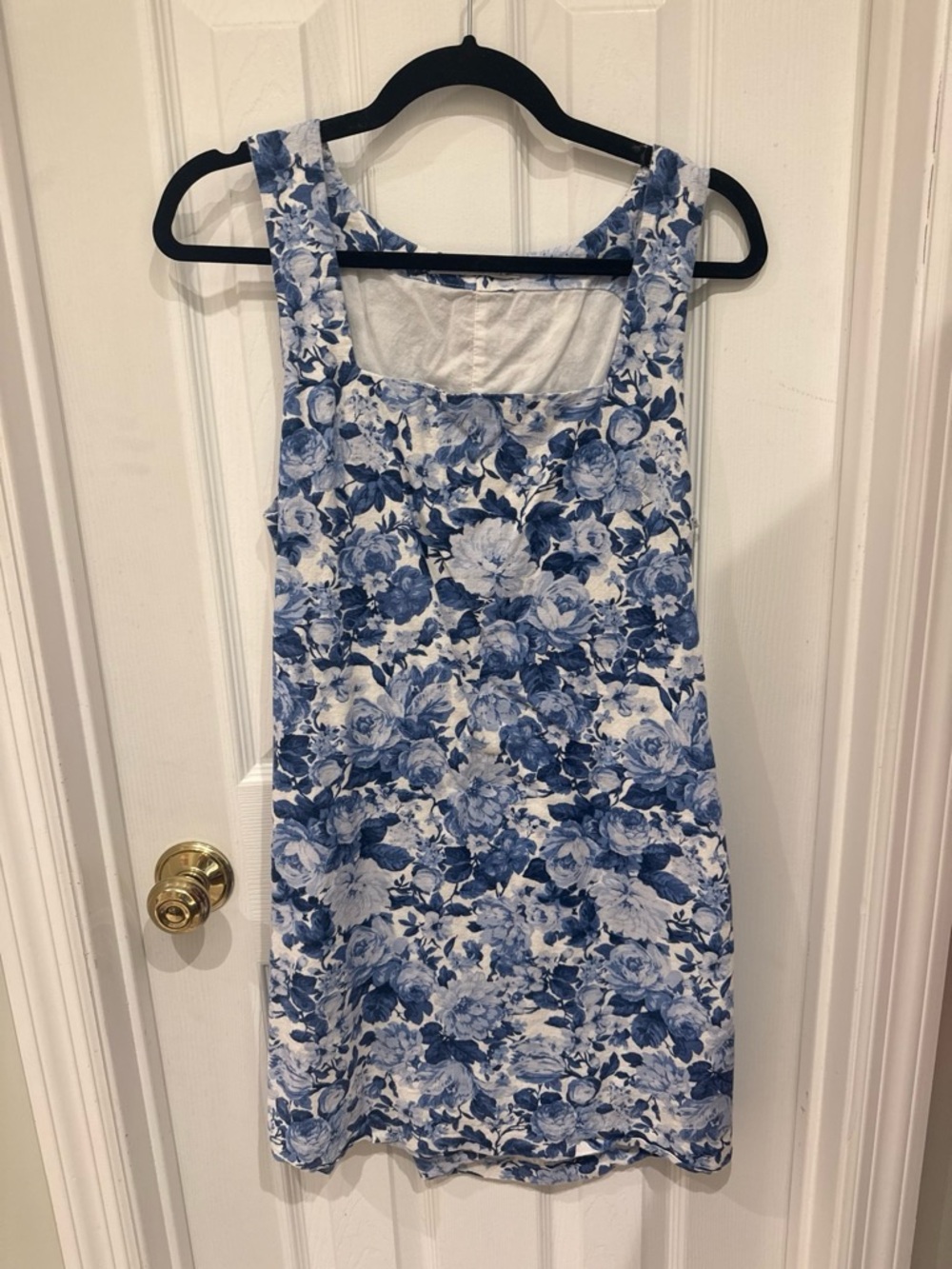 Abercrombie & Fitch Blue Floral Square-Neck Tank Dress